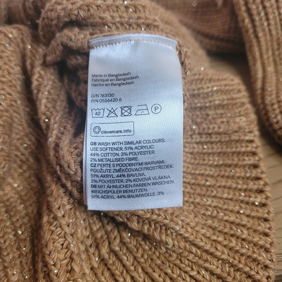 H&M tan gold chunky sweater size M - Picture 6 of 7